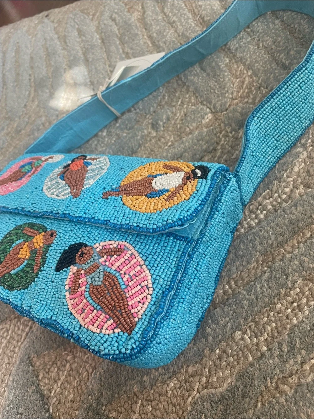 Sol and Mer Pool Scene Beaded Shoulder Bag